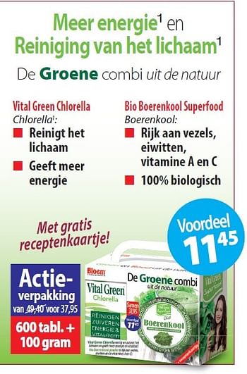 Aanbiedingen Vital green chlorella - Bloem - Geldig van 30/04/2015 tot 29/06/2015 bij De Rode Pilaren