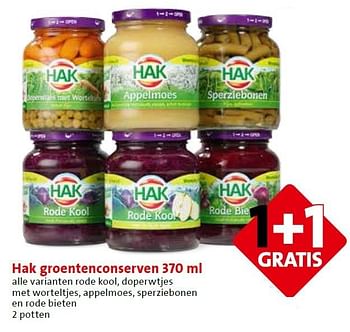 Aanbiedingen Hak groentenconserven - Hak - Geldig van 11/05/2015 tot 12/05/2015 bij C1000