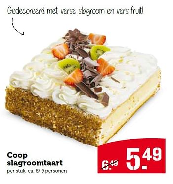 Aanbiedingen Coop slagroomtaart - Huismerk - Coop - Geldig van 11/05/2015 tot 17/05/2015 bij Coop