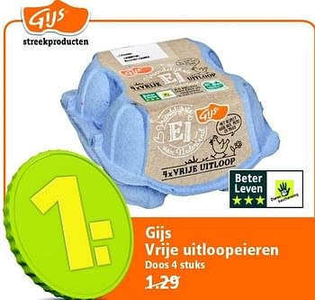 Aanbiedingen Gijs vrije uitloopeieren - Gijs - Geldig van 10/05/2015 tot 16/05/2015 bij Plus