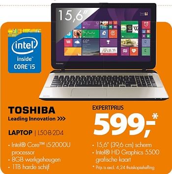 Aanbiedingen Toshiba laptop l50-b-2d4 - Toshiba - Geldig van 11/05/2015 tot 17/05/2015 bij Expert