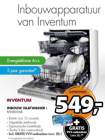 Aanbiedingen Inventum inbouw vaatwasser ivw6016a - Inventum - Geldig van 11/05/2015 tot 17/05/2015 bij Expert
