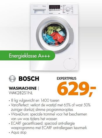 Aanbiedingen Bosch wasmachine wak282s1nl - Bosch - Geldig van 11/05/2015 tot 17/05/2015 bij Expert
