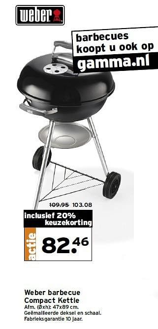 Aanbiedingen Weber barbecue compact kettle - Weber - Geldig van 11/05/2015 tot 17/05/2015 bij Gamma
