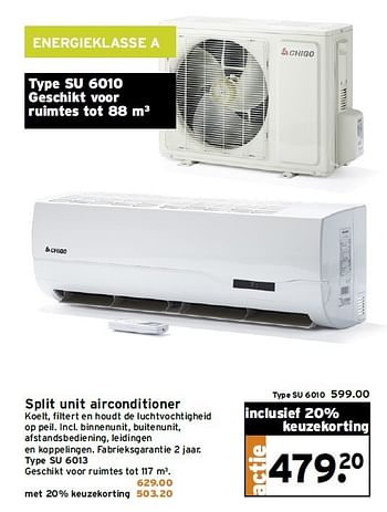 Aanbiedingen Split unit airconditioner su 6010 - Huismerk - Gamma - Geldig van 11/05/2015 tot 17/05/2015 bij Gamma