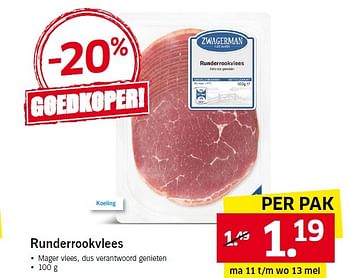 Aanbiedingen Runderrookvlees - Zwagerman - Geldig van 11/05/2015 tot 17/05/2015 bij Lidl