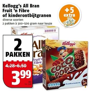 Aanbiedingen Kellogg`s all bran fruit `n fibre of kinderontbijtgranen - Kellogg's - Geldig van 11/05/2015 tot 17/05/2015 bij Poiesz