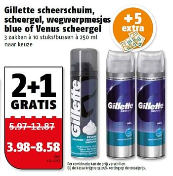 Aanbiedingen Gillette scheerschuim, scheergel, wegwerpmesjes blue of venus scheergel - Gillette - Geldig van 11/05/2015 tot 17/05/2015 bij Poiesz