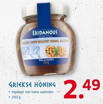 Aanbiedingen Griekse honing - Eridanous - Geldig van 11/05/2015 tot 17/05/2015 bij Lidl