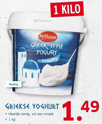 Aanbiedingen Griekse yoghurt - Milbona - Geldig van 11/05/2015 tot 17/05/2015 bij Lidl