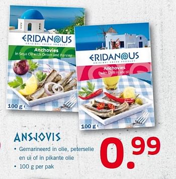 Aanbiedingen Ansjovis - Eridanous - Geldig van 11/05/2015 tot 17/05/2015 bij Lidl