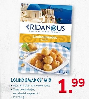 Aanbiedingen Loukoumades mix - Eridanous - Geldig van 11/05/2015 tot 17/05/2015 bij Lidl