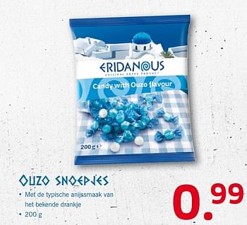 Aanbiedingen Ouzo snoepjes - Eridanous - Geldig van 11/05/2015 tot 17/05/2015 bij Lidl