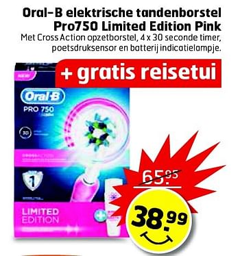 Aanbiedingen Oral-b elektrische tandenborstel pro750 limited edition pink - Oral-B - Geldig van 12/05/2015 tot 17/05/2015 bij Trekpleister