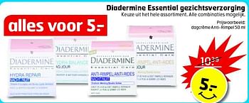 Aanbiedingen Diadermine essential gezichtsverzorging - Diadermine - Geldig van 12/05/2015 tot 17/05/2015 bij Trekpleister