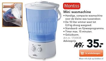 Aanbiedingen Montiss mini wasmachine - Montiss - Geldig van 11/05/2015 tot 20/05/2015 bij Blokker