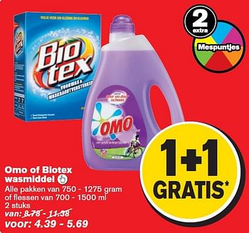 Aanbiedingen Omo of biotex wasmiddel - Omo - Geldig van 13/05/2015 tot 19/05/2015 bij Hoogvliet