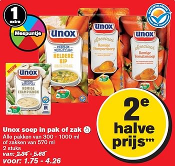 Aanbiedingen Unox soep in pak of zak - Unox - Geldig van 13/05/2015 tot 19/05/2015 bij Hoogvliet