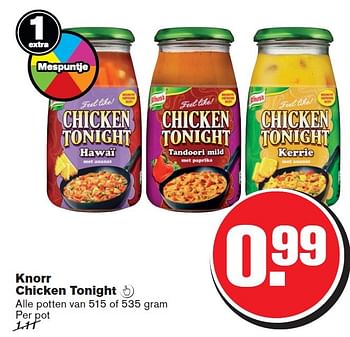 Aanbiedingen Knorr chicken tonight - Knorr - Geldig van 13/05/2015 tot 19/05/2015 bij Hoogvliet