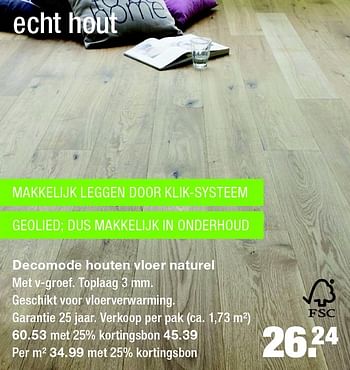 Aanbiedingen Decomode houten vloer naturel - DecoMode - Geldig van 11/05/2015 tot 20/05/2015 bij Praxis