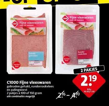 Aanbiedingen C1000 fijne vleeswaren - Huismerk - C1000 Supermarkten - Geldig van 13/05/2015 tot 19/05/2015 bij C1000