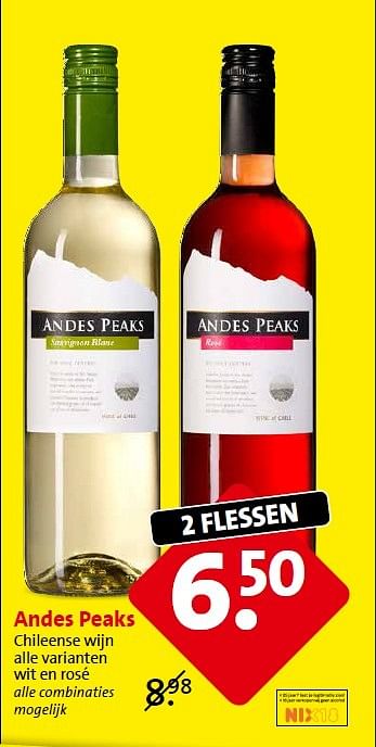 Aanbiedingen Andes peaks - Witte wijnen - Geldig van 13/05/2015 tot 19/05/2015 bij C1000