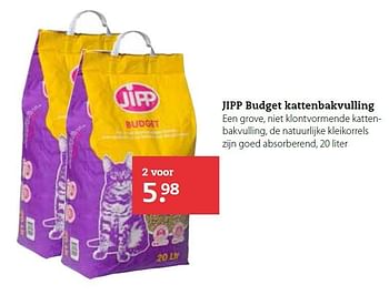 Aanbiedingen Jipp budget kattenbakvulling - Jipp - Geldig van 11/05/2015 tot 24/05/2015 bij Pets Place