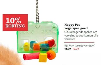 Aanbiedingen Happy pet vogelspeelgoed - Happy Pet - Geldig van 11/05/2015 tot 24/05/2015 bij Pets Place
