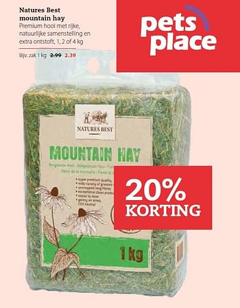 Aanbiedingen Natures best mountain hay - Natures Best - Geldig van 11/05/2015 tot 24/05/2015 bij Pets Place