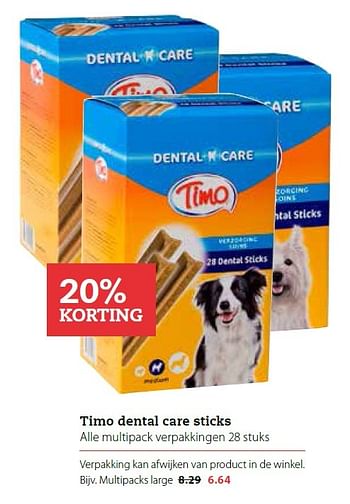 Aanbiedingen Timo dental care sticks - Timo - Geldig van 11/05/2015 tot 24/05/2015 bij Pets Place