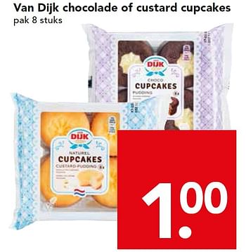 Aanbiedingen Van dijk chocolade of custard cupcakes - van Dijk - Geldig van 17/05/2015 tot 23/05/2015 bij Deen Supermarkten