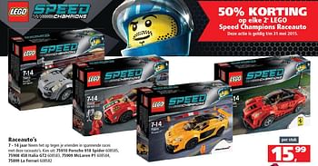 Aanbiedingen Raceauto`s - Lego - Geldig van 09/05/2015 tot 24/05/2015 bij Intertoys