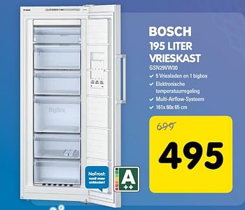 Aanbiedingen Bosch195 liter vrieskast gsn29vw30 - Bosch - Geldig van 12/05/2015 tot 26/05/2015 bij Maxwell