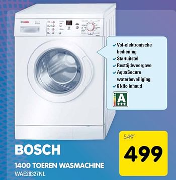 Aanbiedingen Bosch1400 toeren wasmachine wae28327nl - Bosch - Geldig van 12/05/2015 tot 26/05/2015 bij Maxwell