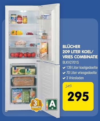 Aanbiedingen Blücher 209 liter koel- vries combinatie blkv2701s - Blücher - Geldig van 12/05/2015 tot 26/05/2015 bij Maxwell
