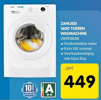 Aanbiedingen Zanussi 1600 toeren wasmachine zwf81663w - Zanussi - Geldig van 12/05/2015 tot 26/05/2015 bij Maxwell