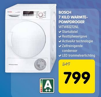 Aanbiedingen Bosch 7 kilo warmtepompdroger wtw83272nl - Bosch - Geldig van 12/05/2015 tot 26/05/2015 bij Maxwell