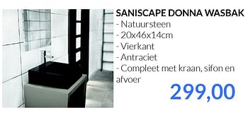 Aanbiedingen Saniscape donna wasbak - Saniscape - Geldig van 01/05/2015 tot 31/05/2015 bij Sanitairwinkel
