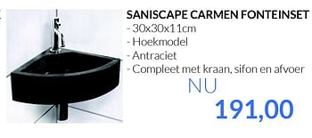 Aanbiedingen Saniscape carmen fonteinset - Saniscape - Geldig van 01/05/2015 tot 31/05/2015 bij Sanitairwinkel