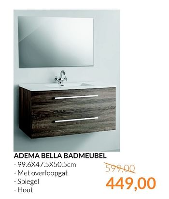 Aanbiedingen Adema bella badmeubel - Adema sanitair - Geldig van 01/05/2015 tot 31/05/2015 bij Sanitairwinkel