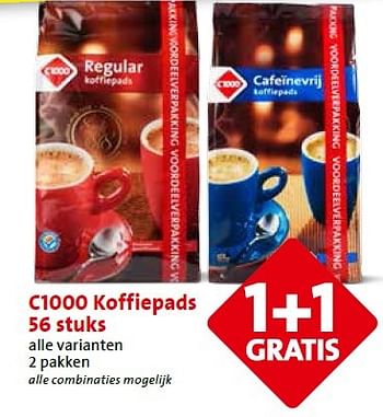 Aanbiedingen C1000 koffiepads - Huismerk - C1000 Supermarkten - Geldig van 18/05/2015 tot 19/05/2015 bij C1000
