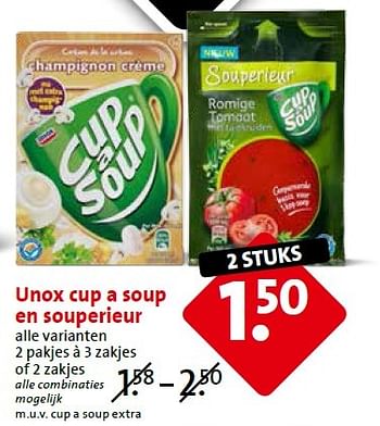 Aanbiedingen Unox cup a soup en souperieur - Unox - Geldig van 18/05/2015 tot 19/05/2015 bij C1000