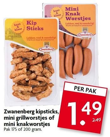 Aanbiedingen Zwanenberg kipsticks, mini grillworstjes of mini knakworstjes - Zwanenberg - Geldig van 17/05/2015 tot 23/05/2015 bij Deka Markt