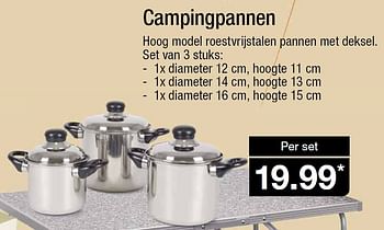 Aanbiedingen Campingpannen hoog model roestvrijstalen pannen met deksel - Huismerk - Aldi - Geldig van 20/05/2015 tot 26/05/2015 bij Aldi