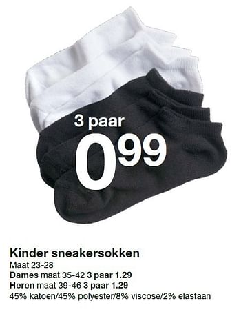 Aanbiedingen Kinder sneakersokken - Huismerk - Zeeman  - Geldig van 23/05/2015 tot 06/06/2015 bij Zeeman