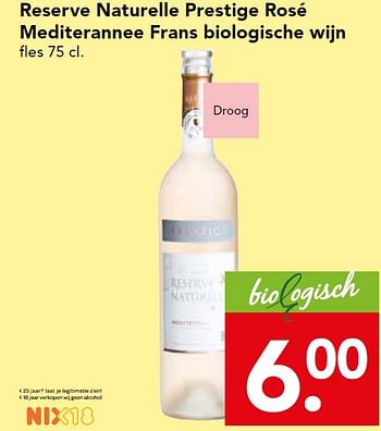 Aanbiedingen Reserve naturelle prestige rosé mediterannee frans biologische wijn - Rosé wijnen - Geldig van 24/05/2015 tot 30/05/2015 bij Deen Supermarkten