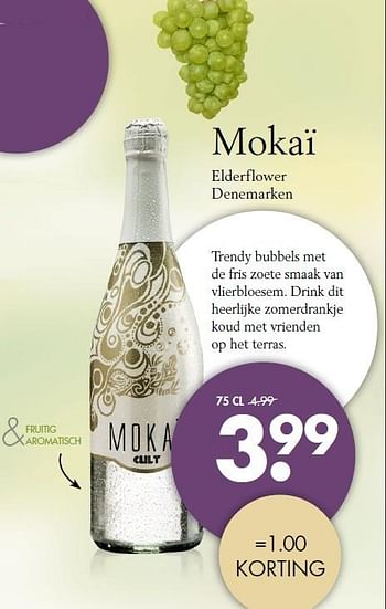 Aanbiedingen Mokaï elderflower denemarken - Witte wijnen - Geldig van 24/05/2015 tot 06/06/2015 bij Mitra