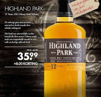 Aanbiedingen Highland park 12 years old orkney malt whisky - Highland Park - Geldig van 24/05/2015 tot 06/06/2015 bij Mitra