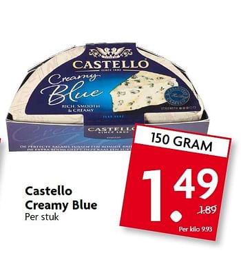 Aanbiedingen Castello creamy blue - Castello - Geldig van 31/05/2015 tot 06/06/2015 bij Deka Markt