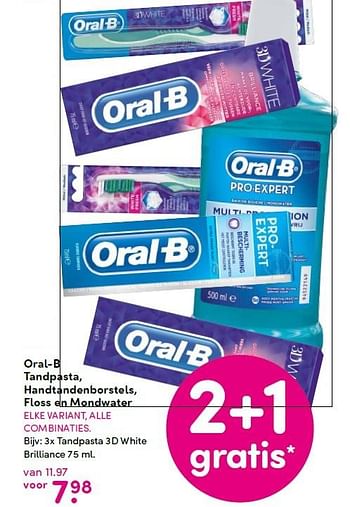 Aanbiedingen 3x tandpasta 3d white brilliance - Oral-B - Geldig van 01/06/2015 tot 07/06/2015 bij da
